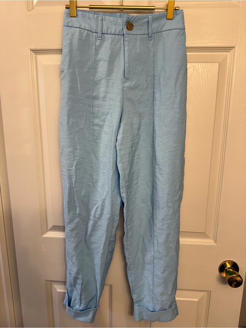 Light Blue Women’s Cuffed Button pants